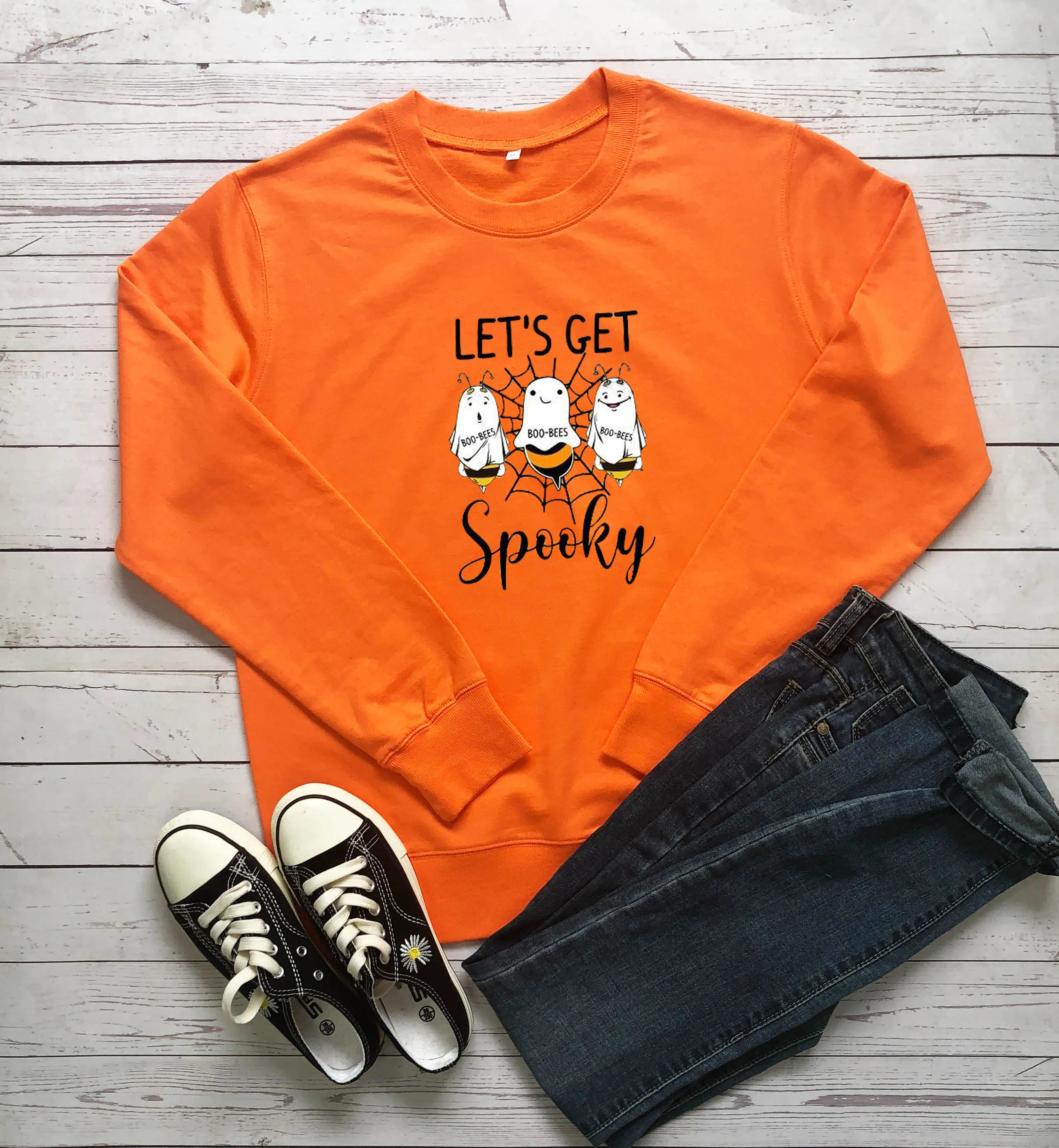 let's get spooky sweatshirt pure cotton casul hipster vintage party Halloween graphic ghost boo bees pullovers slogan cute tops
let's get spooky sweatshirt pure cotton casul hipster vintage party Halloween graphic ghost boo bees pullovers slogan cute tops