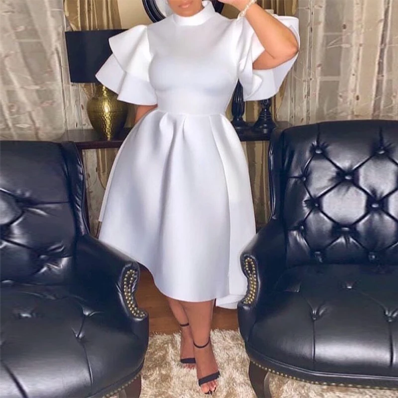 S-5XL Summer Women Plus Size Double-Layer Butterfly Sleeve Solid Large Swing Elegant Midi Dress
S-5XL Summer Women Plus Size Double-Layer Butterfly Sleeve Solid Large Swing Elegant Midi Dress