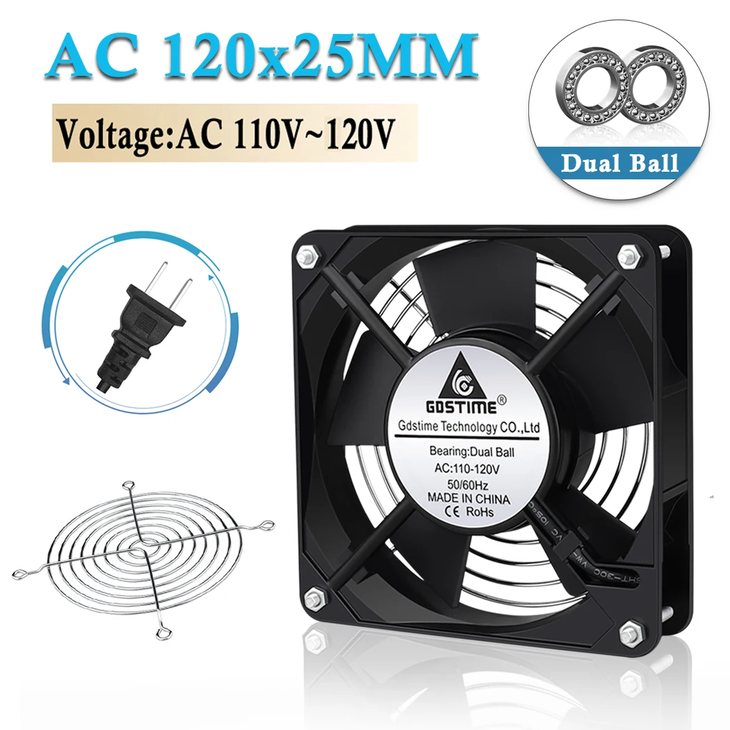 1 шт. 120x25 мм AC 110 в 115 120 12 см 12025 шариковый двигатель промышленный Вытяжной