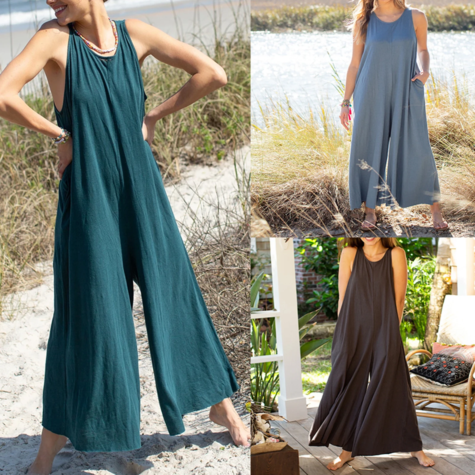 Female Jumpsuit, Adults Solid Color U-Neck Sleeveless Romper Suspender Trousers for Summer, S/M/L/XL/XXL
Female Jumpsuit, Adults Solid Color U-Neck Sleeveless Romper Suspender Trousers for Summer, S/M/L/XL/XXL