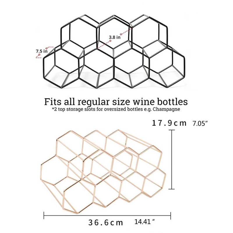 Simplicity Wine Holder Metal Honeycomb Wine Holder Storage Beehive Tabletop Wine Bottle Hexagon 9 Bottle Wine Racks Display Tool
Simplicity Wine Holder Metal Honeycomb Wine Holder Storage Beehive Tabletop Wine Bottle Hexagon 9 Bottle Wine Racks Display Tool