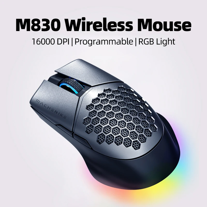 Игровая мышь Machenike M8 2022 года, беспроводная мышь RGB, перезаряжаемая мышь для ноутбука 85g, мышь с двойным режимом, компьютерная мышь PMW3335 16000DPI