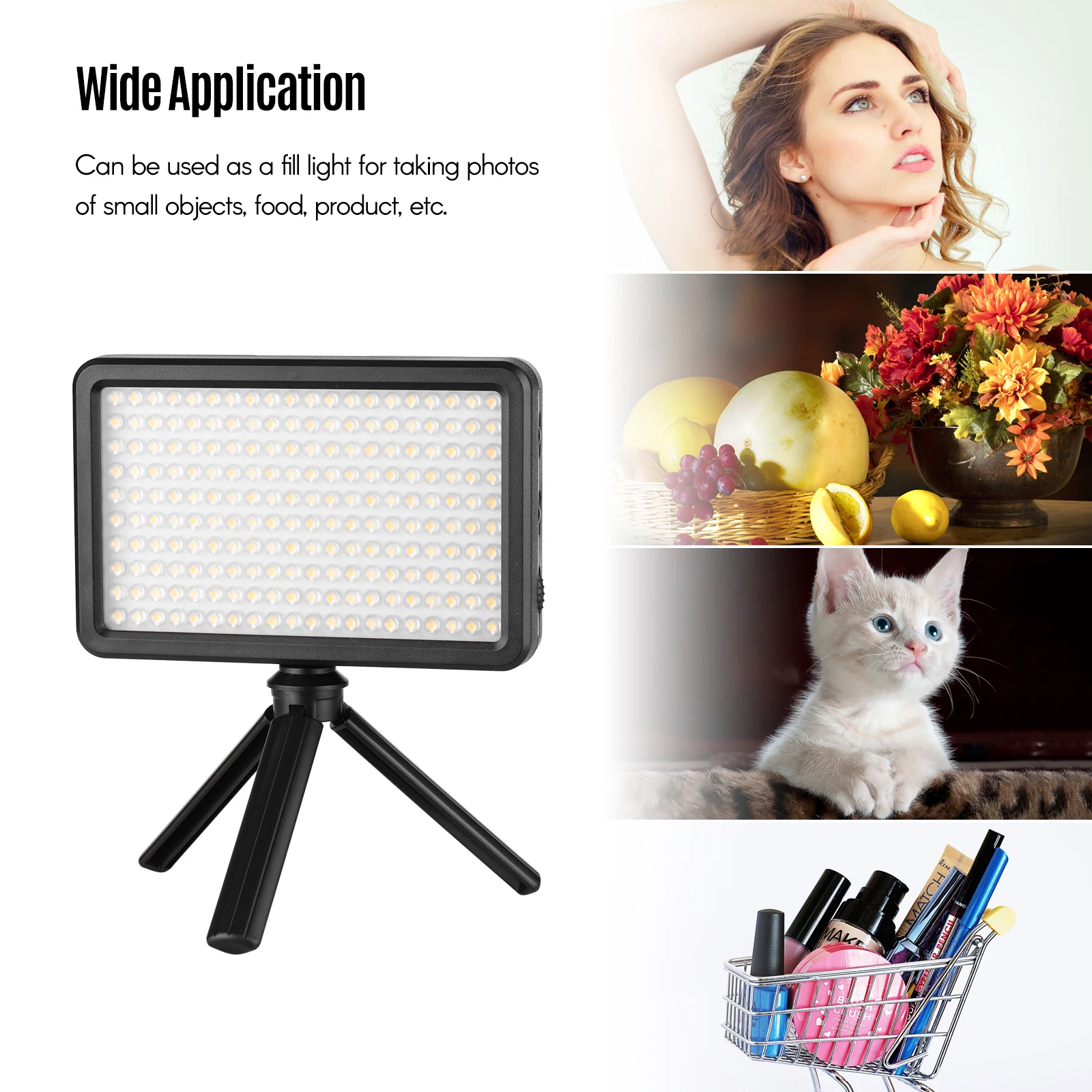 Portable Video LED Light Photography Fill-in Light 5600K Adjustable Brightness with Cold Shoe Handle Tripod for DSLR Camera
Portable Video LED Light Photography Fill-in Light 5600K Adjustable Brightness with Cold Shoe Handle Tripod for DSLR Camera