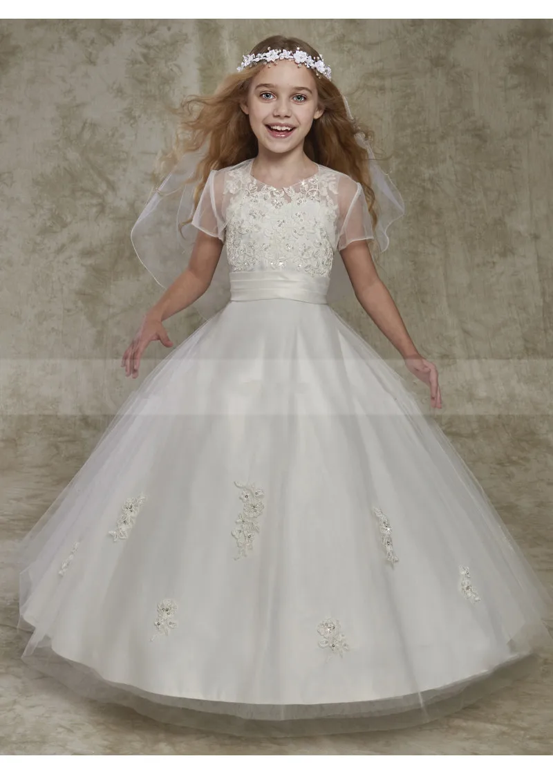 Ivory Tulle Embroidering Lace Flower Girl Dress for Wedding Zipper Up Back Floor Length Children First Communion Dress
Ivory Tulle Embroidering Lace Flower Girl Dress for Wedding Zipper Up Back Floor Length Children First Communion Dress