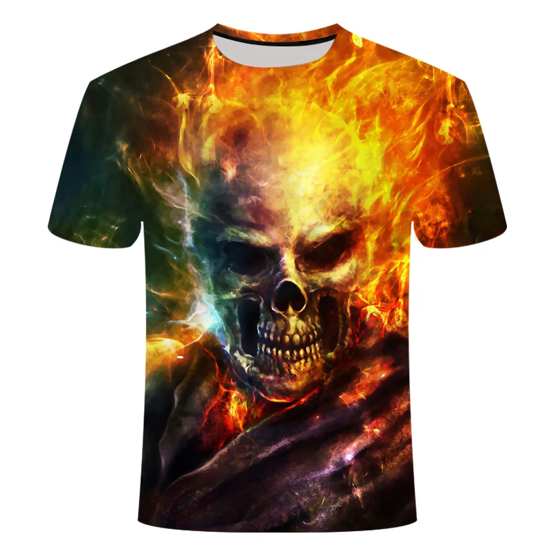 Summer men's T-shirt casual round neck short-sleeved T-shirt devil skull fashion trendy brand skull 3D T-shirt male
Summer men's T-shirt casual round neck short-sleeved T-shirt devil skull fashion trendy brand skull 3D T-shirt male
