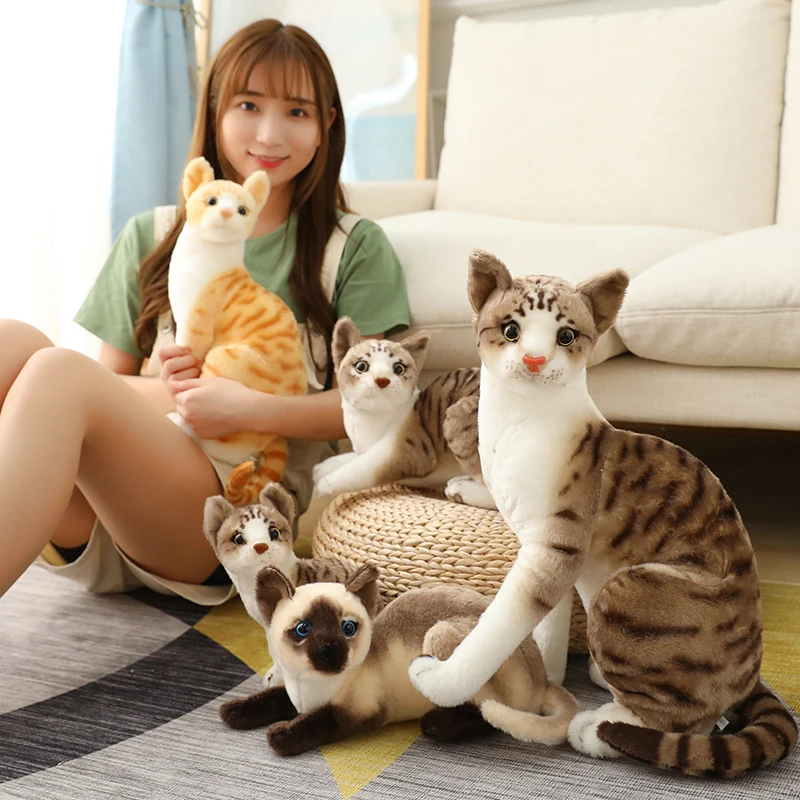Реалистичная сиамская кошка плюшевая игрушка набивные животные имитация