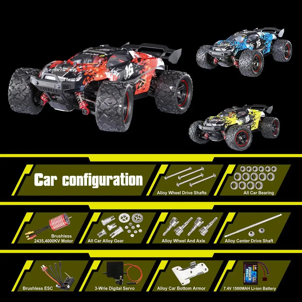 HS 18421 18422 18423 1/18 2.4G Alloy Brushless Off Road High Speed RC Car Vehicle Models Full Proportional Control
HS 18421 18422 18423 1/18 2.4G Alloy Brushless Off Road High Speed RC Car Vehicle Models Full Proportional Control