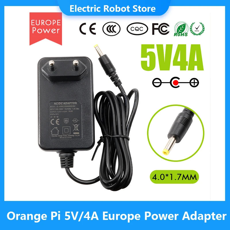 Orange Pi 5V/4A Europe Power Adapter for AC power into DC Suitable for Orange Pi 4/4B Boards
Orange Pi 5V/4A Europe Power Adapter for AC power into DC Suitable for Orange Pi 4/4B Boards