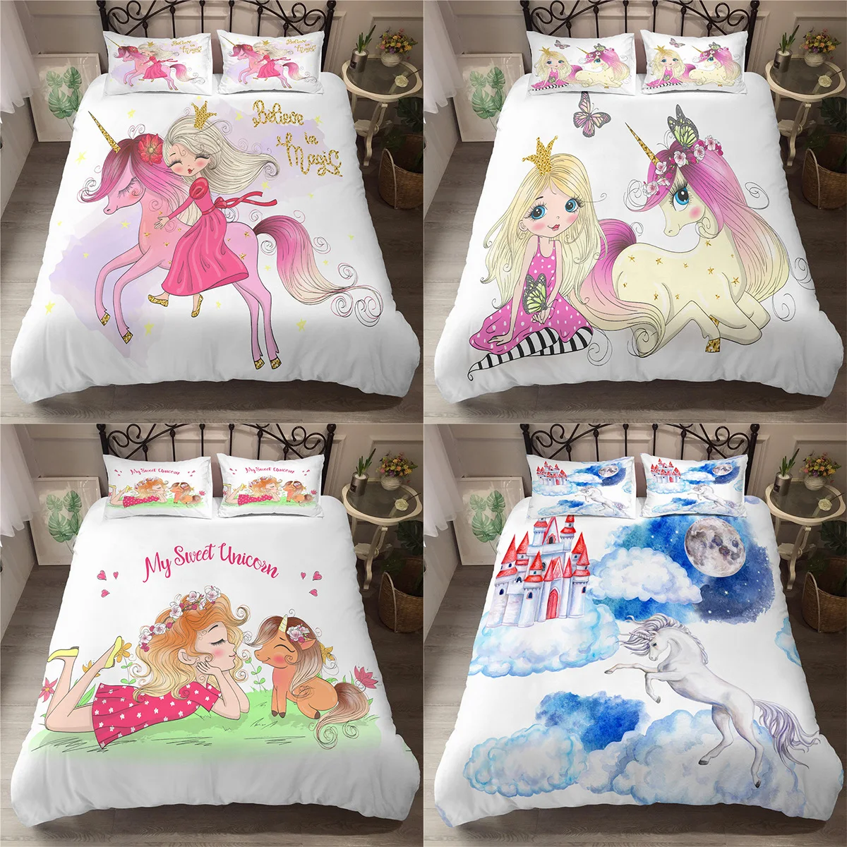 HD Digital Print Princess and Unicorn Bedding Sets Duvet Cover+ Pillowcase 2/3pcs Single Twin Queen King Bed Set US/AU/EU Size
HD Digital Print Princess and Unicorn Bedding Sets Duvet Cover+ Pillowcase 2/3pcs Single Twin Queen King Bed Set US/AU/EU Size