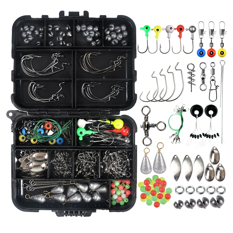 246Pcs Fishing Accessories Kit, Fishing Weights Sinkers Jig Hooks Wide Space Hooks Rolling Tackle Box Fishing Set
246Pcs Fishing Accessories Kit, Fishing Weights Sinkers Jig Hooks Wide Space Hooks Rolling Tackle Box Fishing Set