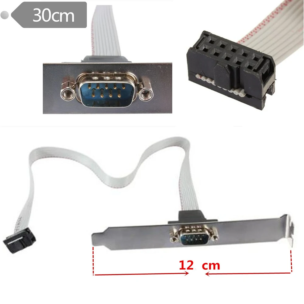 RS232 Serial D-Sub DB9 9Pin Male to IDC 10Pin Female Ribbon Cable Full-hight bracke
RS232 Serial D-Sub DB9 9Pin Male to IDC 10Pin Female Ribbon Cable Full-hight bracke