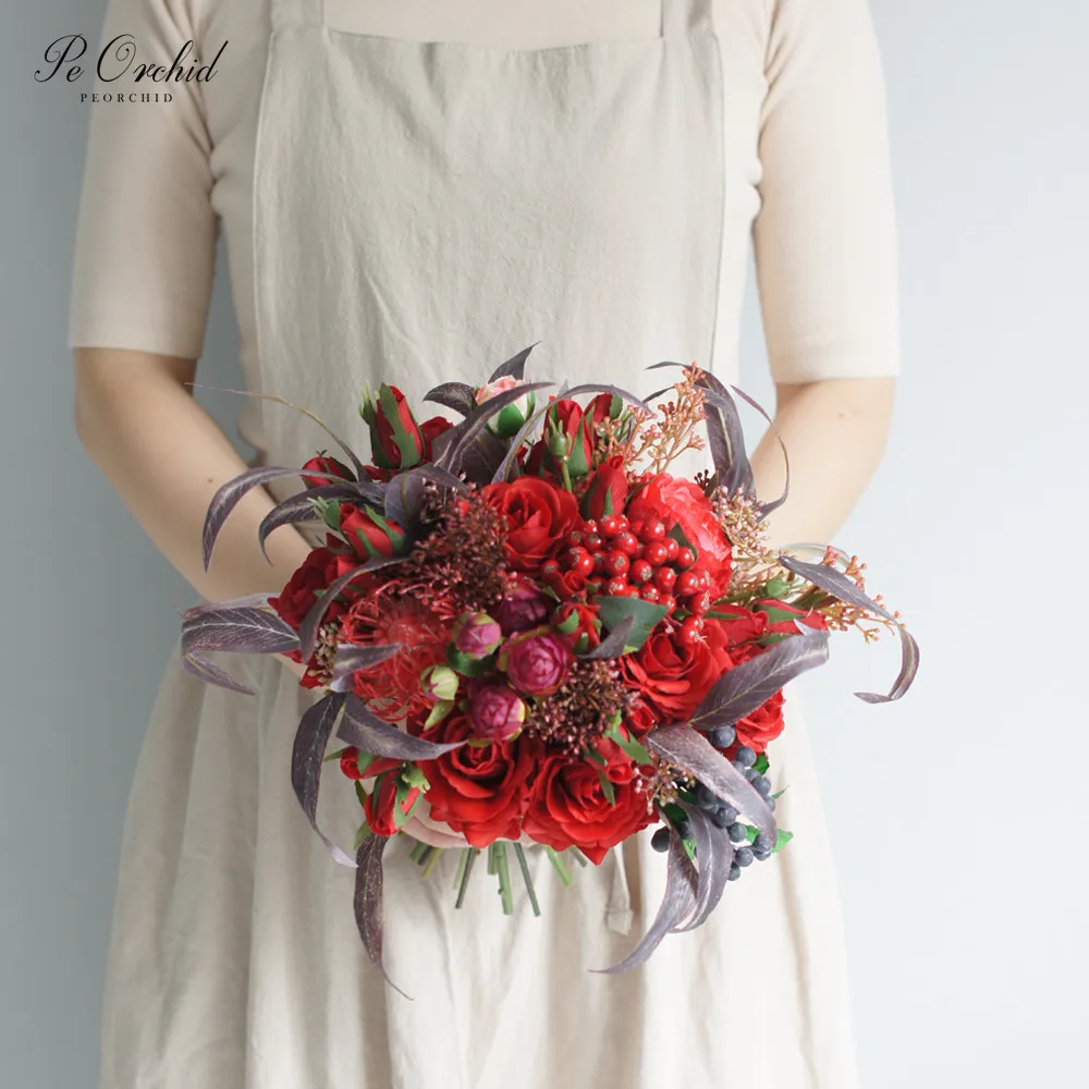 PEORCHID Artificial Red Wedding Bouquet Brides Flower Rose Ramo De Flores Novia Wedding Decoration Bridesmaid Hand Bouquet
PEORCHID Artificial Red Wedding Bouquet Brides Flower Rose Ramo De Flores Novia Wedding Decoration Bridesmaid Hand Bouquet