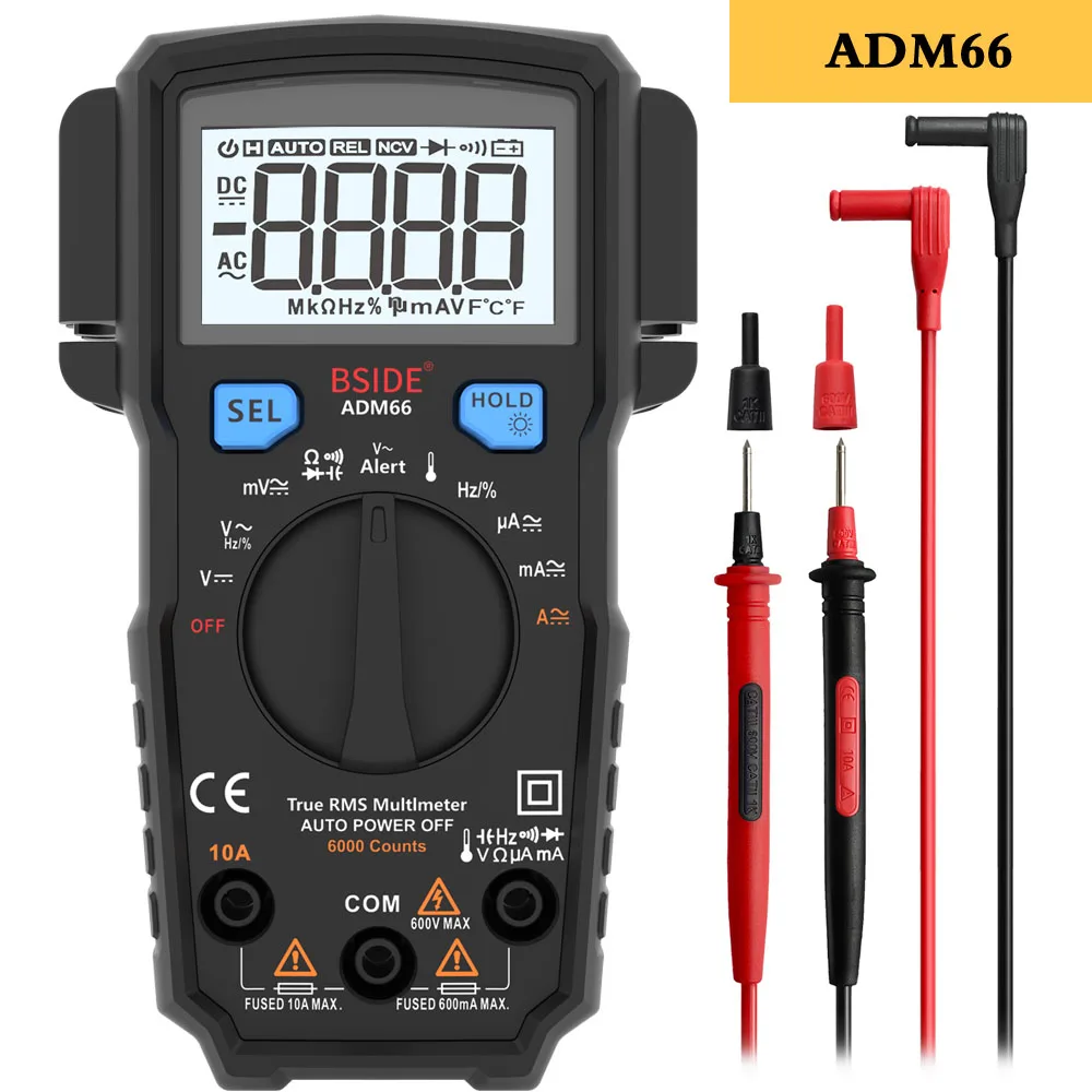 BSIDE ADMS6 Digital Multimeter True RMS Ammeter Voltmeter Auto Range Voltage Capacitor Diode Temperature Amp NCV Hz Ohm Tester
BSIDE ADMS6 Digital Multimeter True RMS Ammeter Voltmeter Auto Range Voltage Capacitor Diode Temperature Amp NCV Hz Ohm Tester