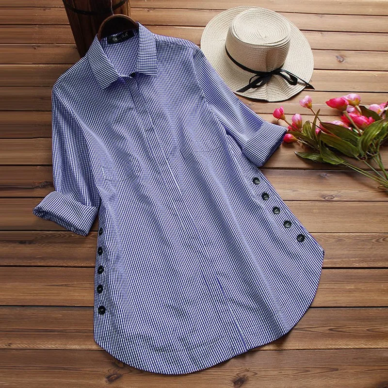 Summer Plus Size Plaid Print Blouses Women Long Sleeve Turn-down Collar Button Tops Shirts Female Vintage Casual Street Blouse
Summer Plus Size Plaid Print Blouses Women Long Sleeve Turn-down Collar Button Tops Shirts Female Vintage Casual Street Blouse
