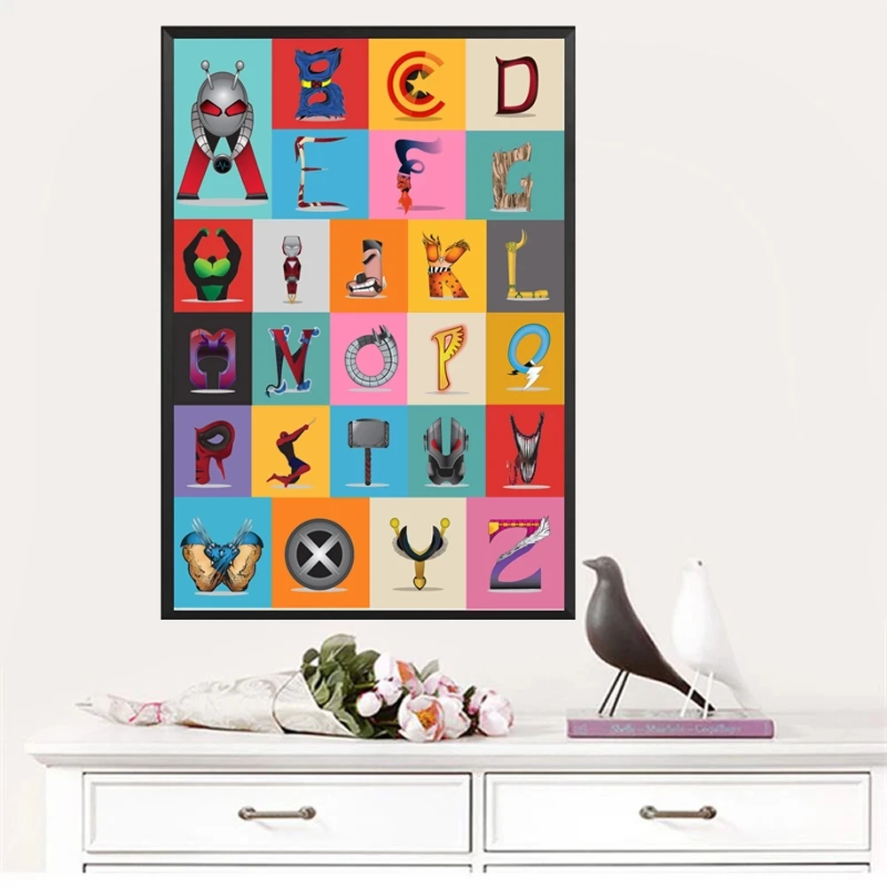 Home Decor Marvel Canvas Superhero Wall Painting Character Pictures Printing ABC Alphabet Modular Artwork Poster For Living Room
Home Decor Marvel Canvas Superhero Wall Painting Character Pictures Printing ABC Alphabet Modular Artwork Poster For Living Room