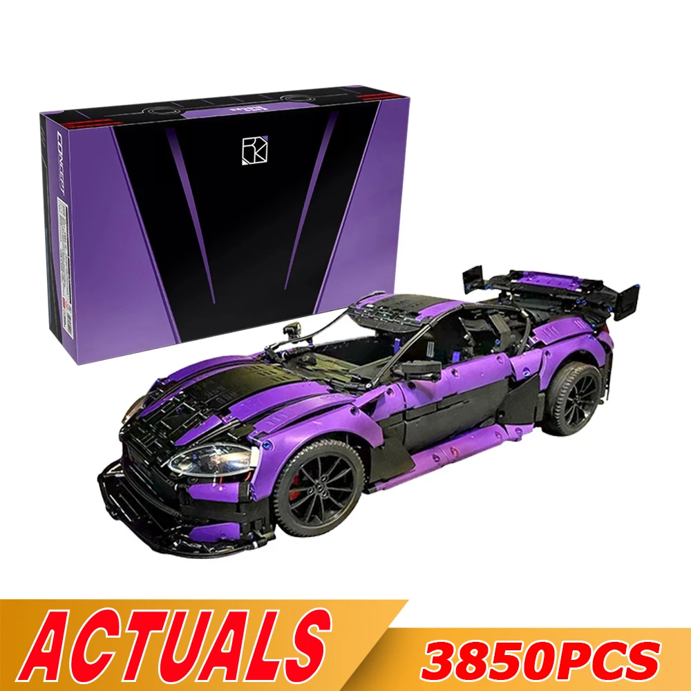 

3850 шт. высокотехнологичный фиолетовый родстер автомобиль 1:8 знаменитый Супер спортивный гоночный автомобиль выгодные строительные блоки к...