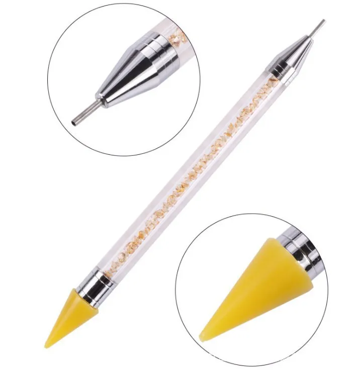 

1 Pc Dual-ended Dotting Pen Rhinestone Studs Picker Wax Pencil Crystal Handle Nail Tool Nails Tips Manicure For Nail Art Usage