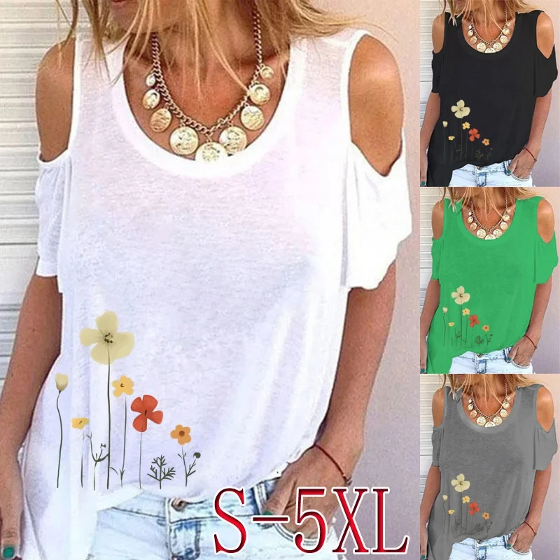 Summer Fashion Women's Clothing Floral Printed Casual T-shirt Short Sleeve Off Shoulder Tops Ladies Plus Size Blouse
Summer Fashion Women's Clothing Floral Printed Casual T-shirt Short Sleeve Off Shoulder Tops Ladies Plus Size Blouse