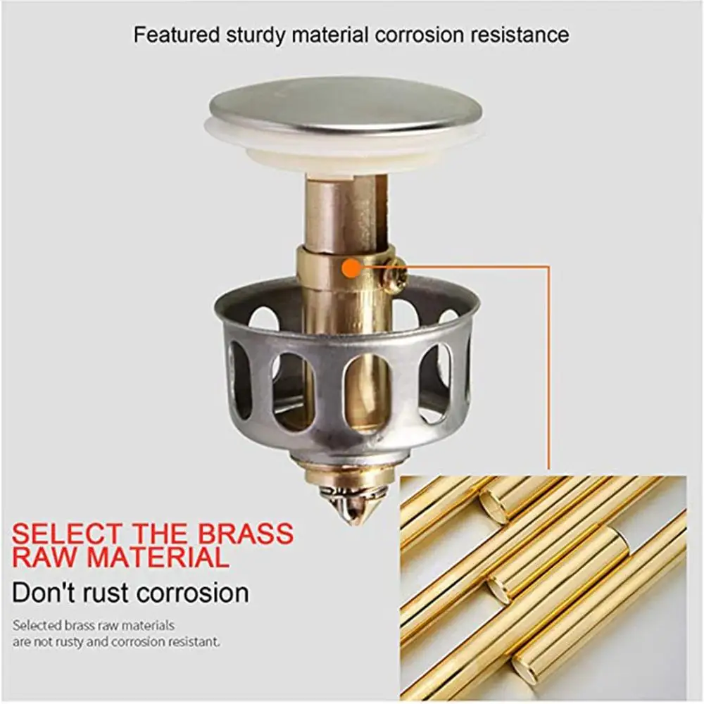 Sink Bounce Core Stainless Steel Bouncing Core Hair Filter Cover Push Plug Filter Bathroom Kitchen Pop-up Floor Drain Fittings
Sink Bounce Core Stainless Steel Bouncing Core Hair Filter Cover Push Plug Filter Bathroom Kitchen Pop-up Floor Drain Fittings