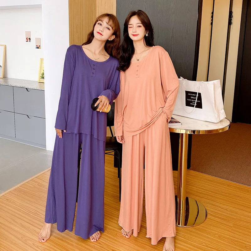 Modal Pajamas Set Women Long-Sleeve Thin Korean Style Large Size Casual Comfortable Spring Autumn Homewear Suit Summer Pijamas
Modal Pajamas Set Women Long-Sleeve Thin Korean Style Large Size Casual Comfortable Spring Autumn Homewear Suit Summer Pijamas