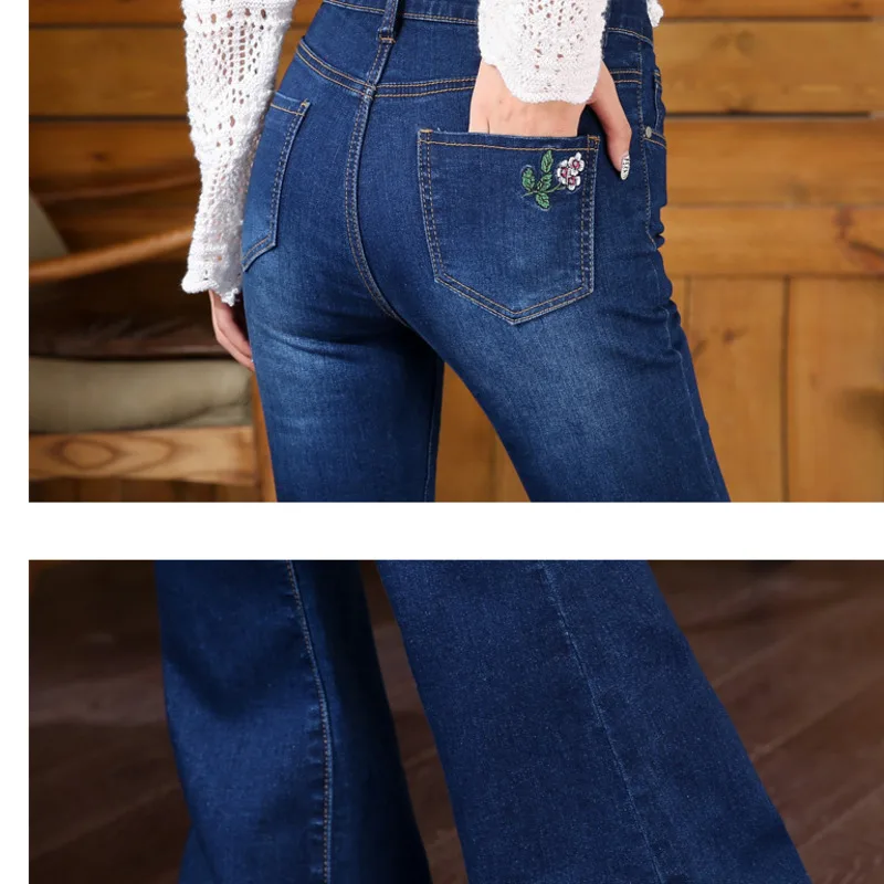 #7841 Autumn Flared Pants Flower Embroidery Jeans Femme Casual Retro High Waist Jeans Fit Sexy Skinny Pocket Regular Jeans Women
#7841 Autumn Flared Pants Flower Embroidery Jeans Femme Casual Retro High Waist Jeans Fit Sexy Skinny Pocket Regular Jeans Women