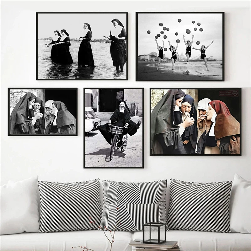 Smoking Nun Print Photo Vintage Black and White Poster Cigarette Funny Wall Art Canvas Painting Home Decor Picture Strange Room
Smoking Nun Print Photo Vintage Black and White Poster Cigarette Funny Wall Art Canvas Painting Home Decor Picture Strange Room