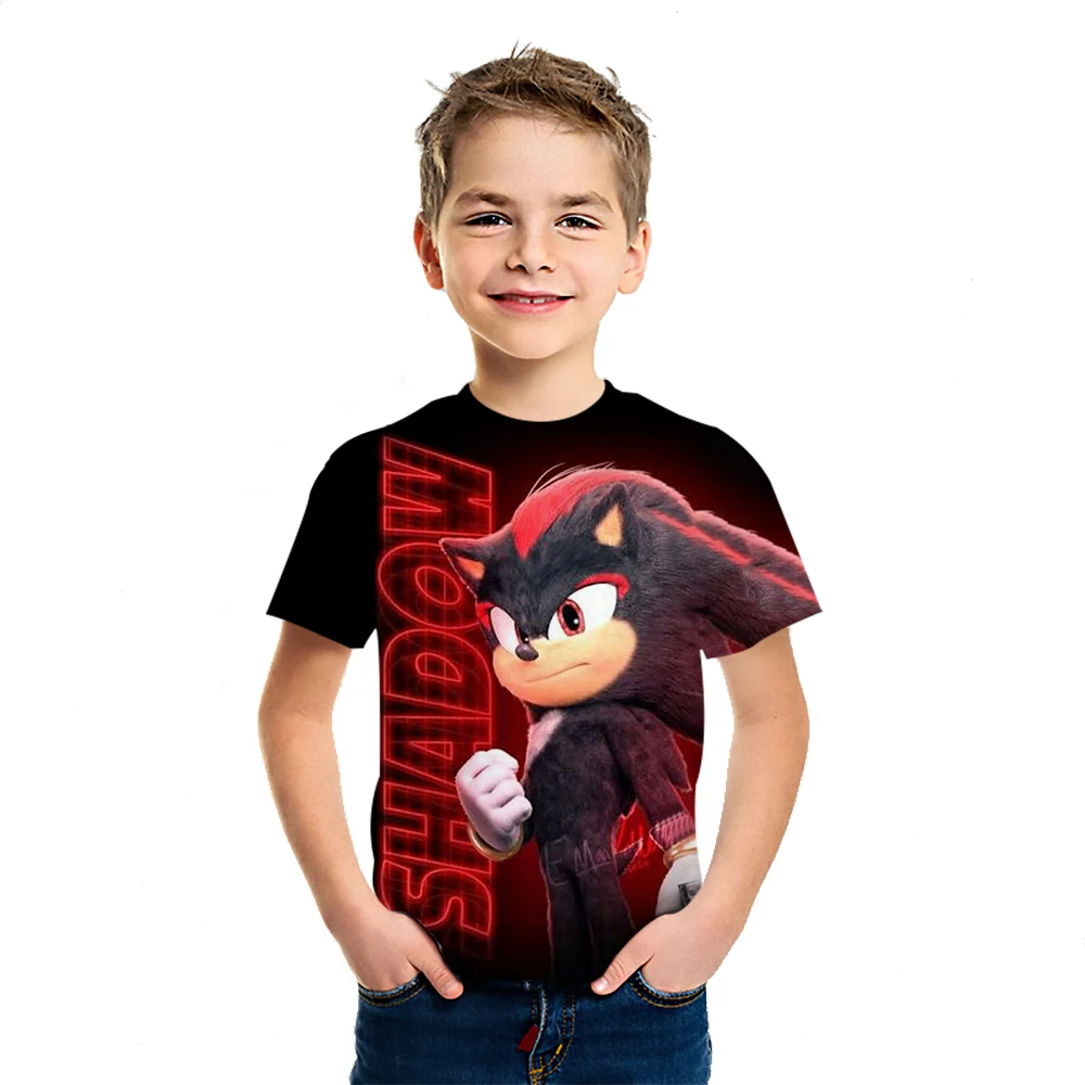 Sonic 2021 летняя футболка для мальчиков и девочек с 3D принтом новый детский