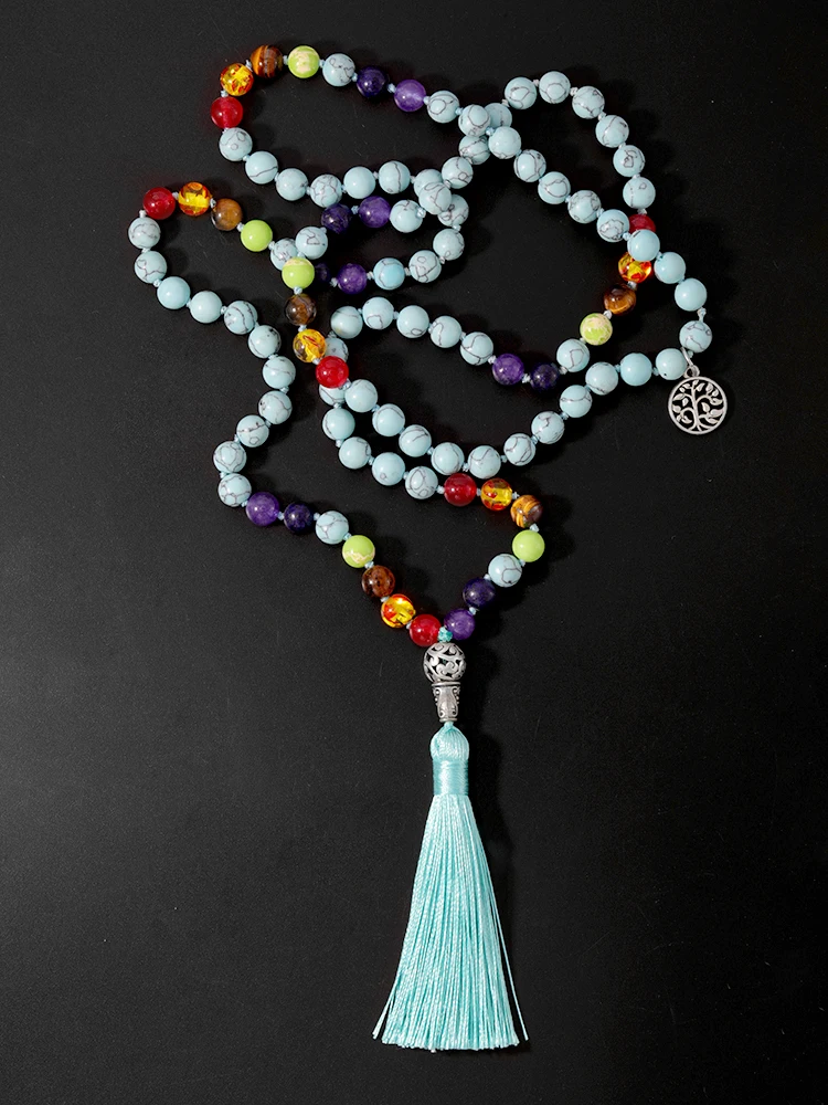 OAIITE Turquoise 7 Chakra 108 Mala Necklace Natural Stone Meditation Yoga Necklace for Women Men
OAIITE Turquoise 7 Chakra 108 Mala Necklace Natural Stone Meditation Yoga Necklace for Women Men