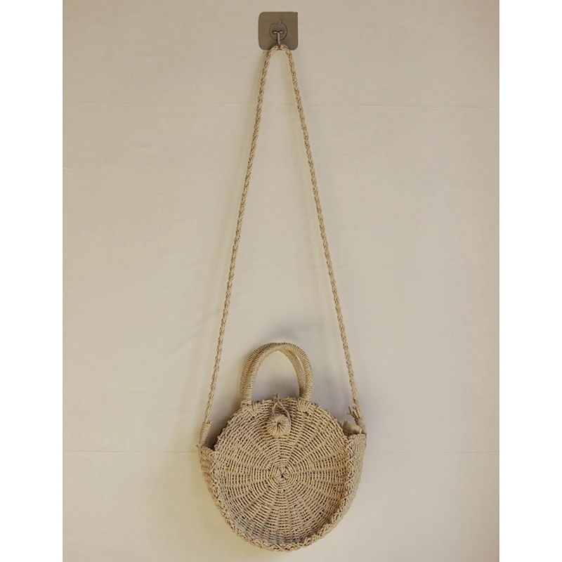 AUAU-Bohemian Handmade Woven Straw Bag Women Beach Handbag Shoulder Cross