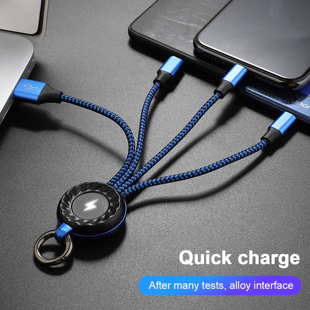 3 in 1 USB Charging Cable Emitting Keychain Data Cable Type C Micro USB iOS Quick Charge Cord for iPhone Android Mobile Phone
3 in 1 USB Charging Cable Emitting Keychain Data Cable Type C Micro USB iOS Quick Charge Cord for iPhone Android Mobile Phone