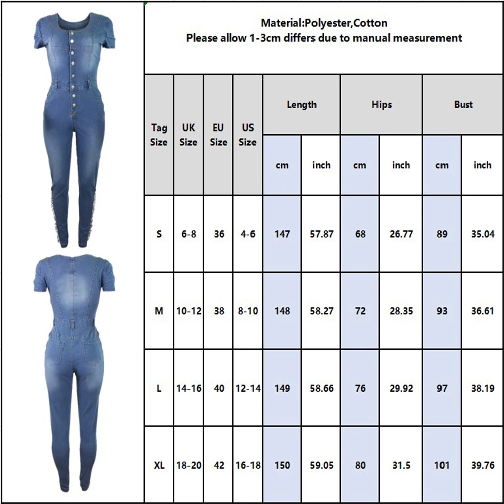 Denim Lady Romper Bodysuit Denim Turn-Down Women Ripped Jeans Jumpsuit Fashion Casual Sexy Button Short Sleeve Jumpsuit D30
Denim Lady Romper Bodysuit Denim Turn-Down Women Ripped Jeans Jumpsuit Fashion Casual Sexy Button Short Sleeve Jumpsuit D30