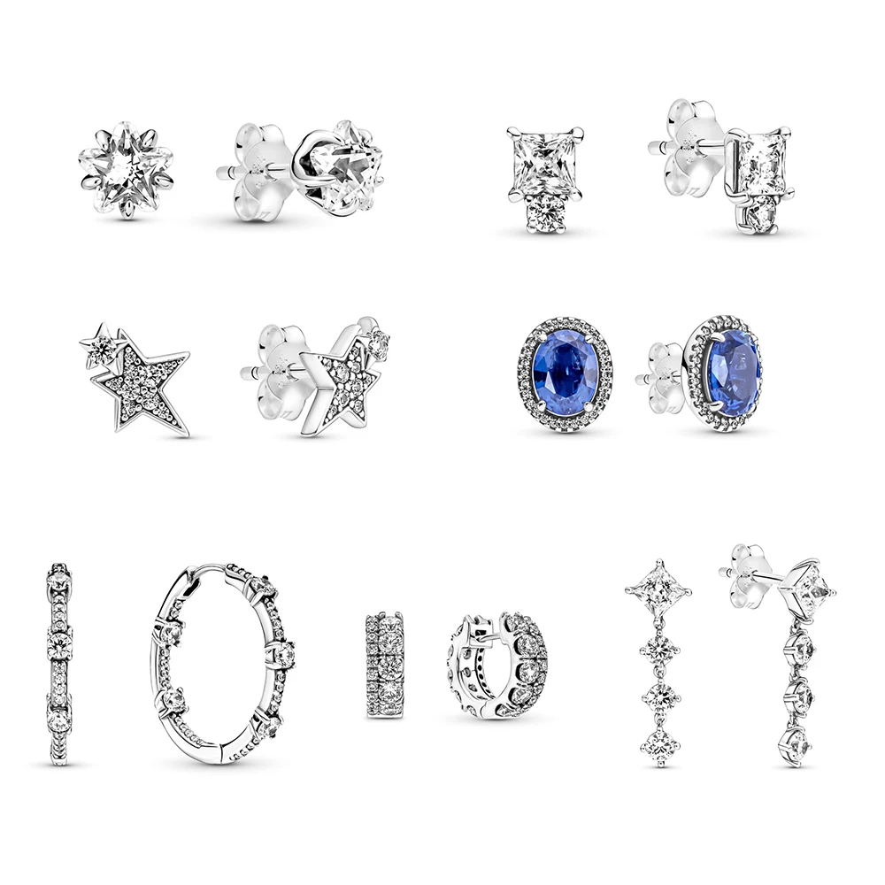 High Quality New 925 Sterling Silver Pan Sparkling Round & Square Drop Earrings Asymmetric Stars Stud Earrings Fit Wedding Party
High Quality New 925 Sterling Silver Pan Sparkling Round & Square Drop Earrings Asymmetric Stars Stud Earrings Fit Wedding Party