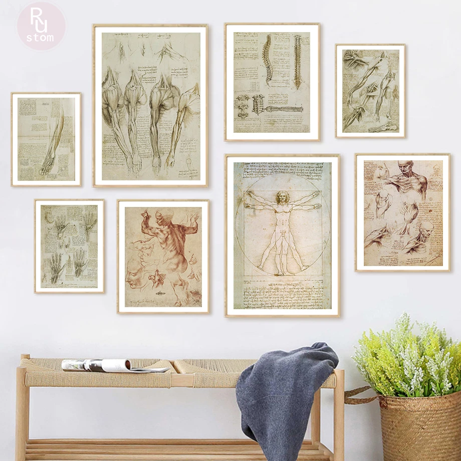DaVinci Sketch Anatomy Muscle Vitruvian Man Wall Art Canvas Painting Nordic Poster And Prints Wall Picture For Living Room Decor
DaVinci Sketch Anatomy Muscle Vitruvian Man Wall Art Canvas Painting Nordic Poster And Prints Wall Picture For Living Room Decor