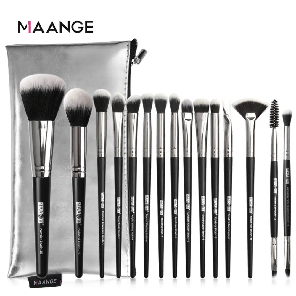 

MAANGE 15/18Pcs Makeup Brushes Set With Bag Blending Eyeshadow Eyeliner Cosmetic Foundation Powder Blush Make Up Brush Tools Kit