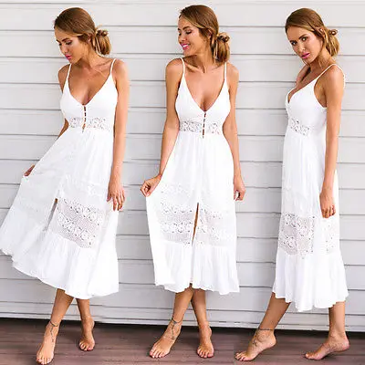 Women Summer Dress Sleeveless Solid Color Boho Deep V-neck Ruffles Lace Sundress Maxi Dress Holiday Elegant Wear
Women Summer Dress Sleeveless Solid Color Boho Deep V-neck Ruffles Lace Sundress Maxi Dress Holiday Elegant Wear