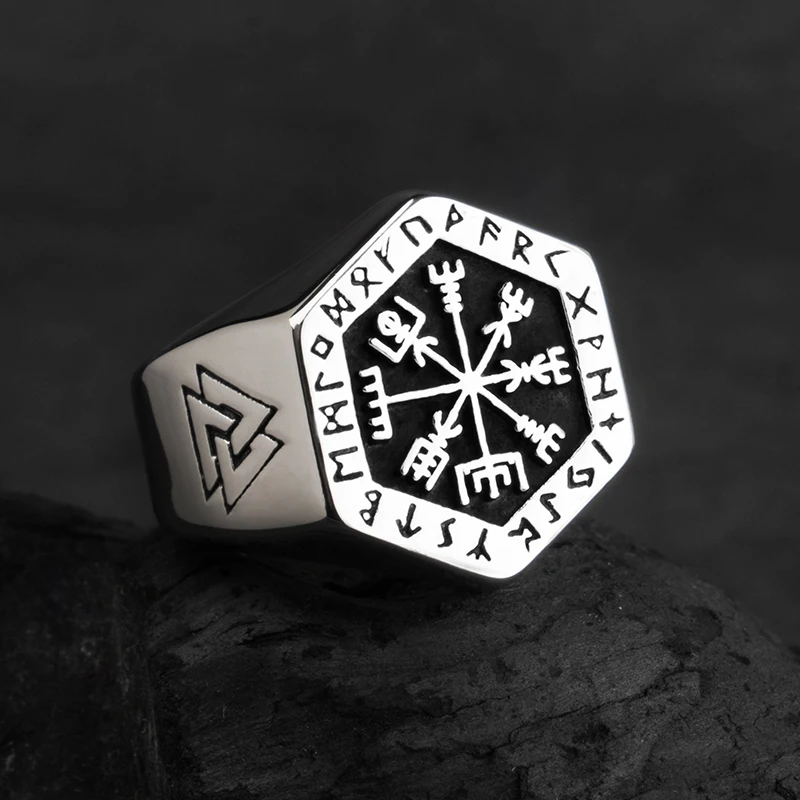 Vegvisir stainless steel rings for man Nordic mythology Viking rune Index Ring fashion jewelry
Vegvisir stainless steel rings for man Nordic mythology Viking rune Index Ring fashion jewelry