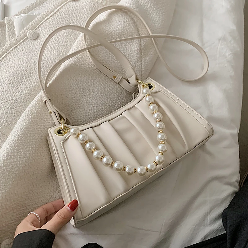 Folds Beading Small PU Leather Shoulder Crossbody Bags for Women 2021 Simple Underarm Handbags and Purses Female
Folds Beading Small PU Leather Shoulder Crossbody Bags for Women 2021 Simple Underarm Handbags and Purses Female