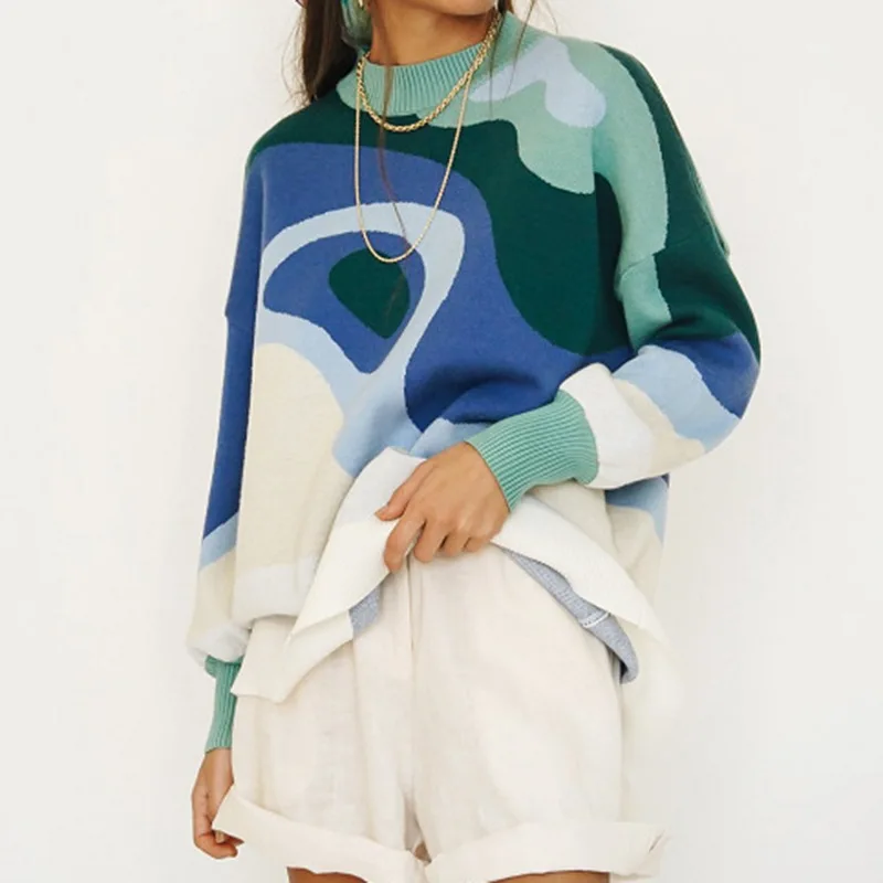 2021 new Printed Sweaters women vintage Round neck jacquard pullover Sweaters swirl Knitted Sweater Tops Long Sleeve Jumper
2021 new Printed Sweaters women vintage Round neck jacquard pullover Sweaters swirl Knitted Sweater Tops Long Sleeve Jumper