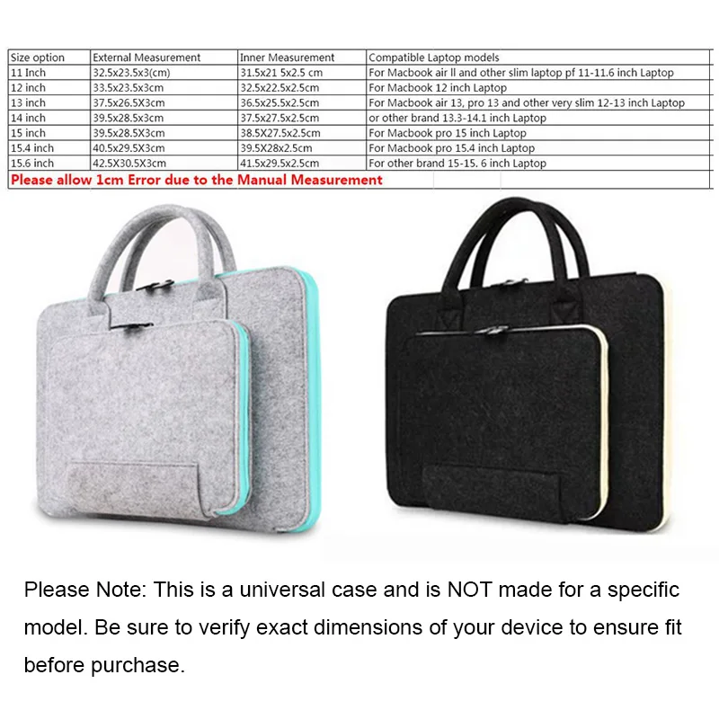 Laptop Bag Wool Felt Universal Notebook Computer Laptop Sleeve Bag Case 12 13 15 for Macbook Air 13.3 Pro Case Xiaomi Air 13
Laptop Bag Wool Felt Universal Notebook Computer Laptop Sleeve Bag Case 12 13 15 for Macbook Air 13.3 Pro Case Xiaomi Air 13