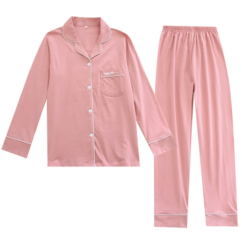 Spring Knitted Cotton Pajamas Multicolor Plus Size Embroidery Simple Couple Pajamas Set Pink Thin Pocket Homewear Sets De Pijama
Spring Knitted Cotton Pajamas Multicolor Plus Size Embroidery Simple Couple Pajamas Set Pink Thin Pocket Homewear Sets De Pijama