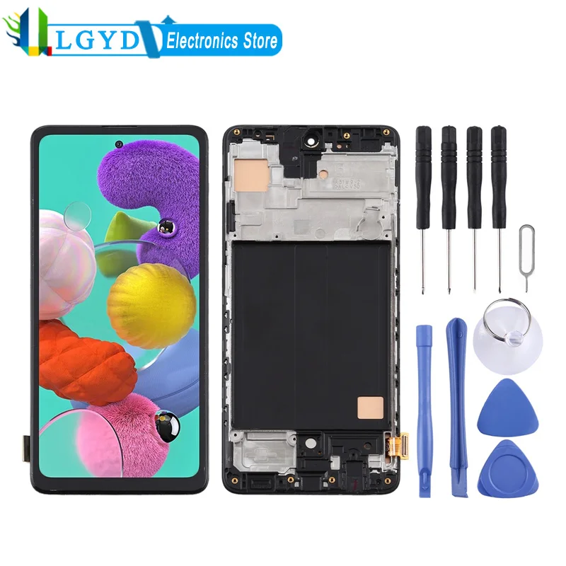 LCD Screen and Digitizer Full Assembly With Frame for Samsung Galaxy A51 Touchscreen Replacement
LCD Screen and Digitizer Full Assembly With Frame for Samsung Galaxy A51 Touchscreen Replacement
