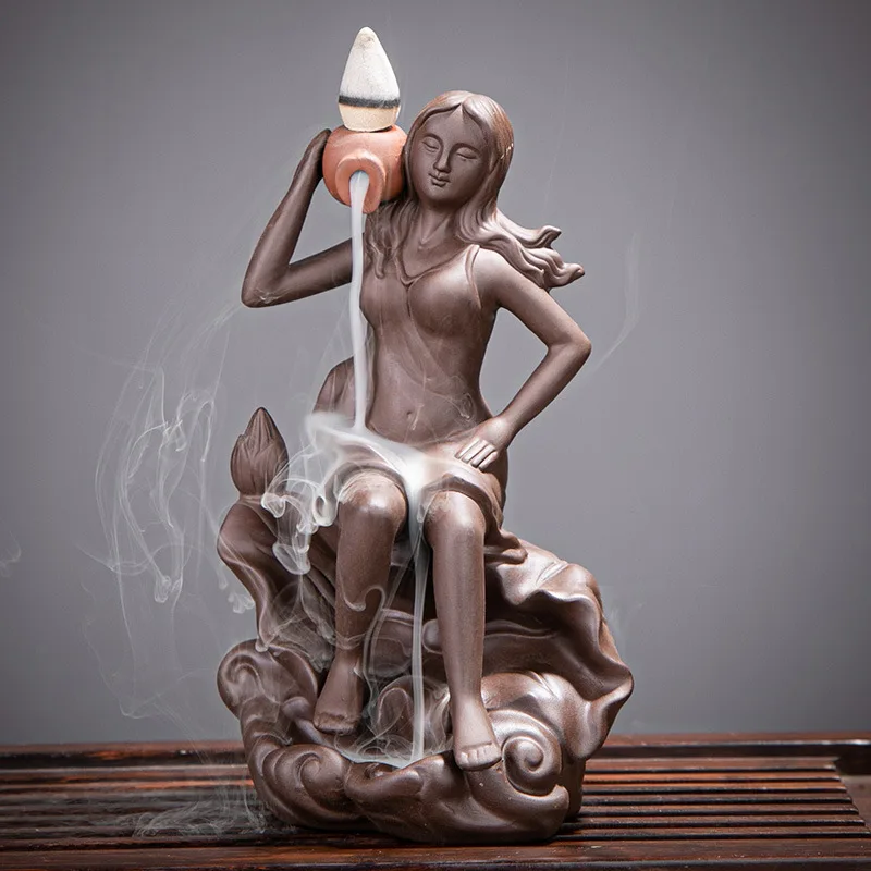 Backflow Ceramic Statue Incense Burner Waterfall Incense Burner Holder Scented Candles Decoration Incensario Budha Decor BK50X
Backflow Ceramic Statue Incense Burner Waterfall Incense Burner Holder Scented Candles Decoration Incensario Budha Decor BK50X