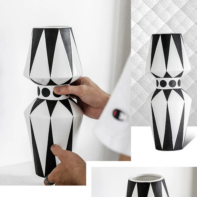 Nordic design creative black and white ceramic vase abstract flower arrangement flower retro desktop home craft decoration
Nordic design creative black and white ceramic vase abstract flower arrangement flower retro desktop home craft decoration