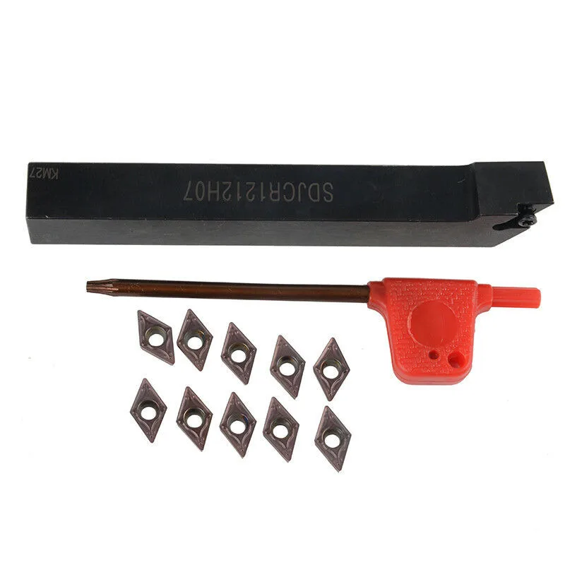 SDJCR1212H07 Lathe Turning Tool Holder Boring Bar +10X DCMT0702 Carbide Inserts Blade Wrench For Semi-finishing And Finishing
SDJCR1212H07 Lathe Turning Tool Holder Boring Bar +10X DCMT0702 Carbide Inserts Blade Wrench For Semi-finishing And Finishing