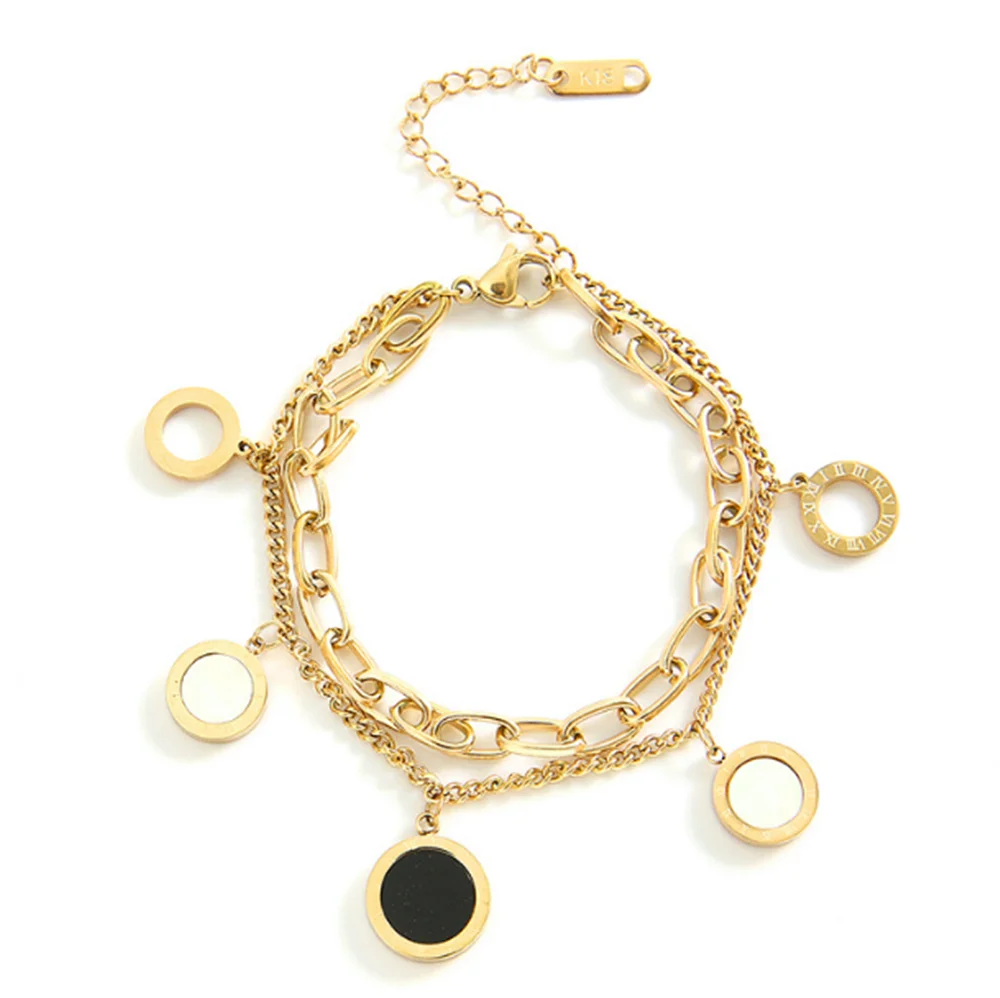 316L Stainless Steel Black and White Beige Roman Numerals Double Titanium Fashion Jewelry Bracelet
316L Stainless Steel Black and White Beige Roman Numerals Double Titanium Fashion Jewelry Bracelet