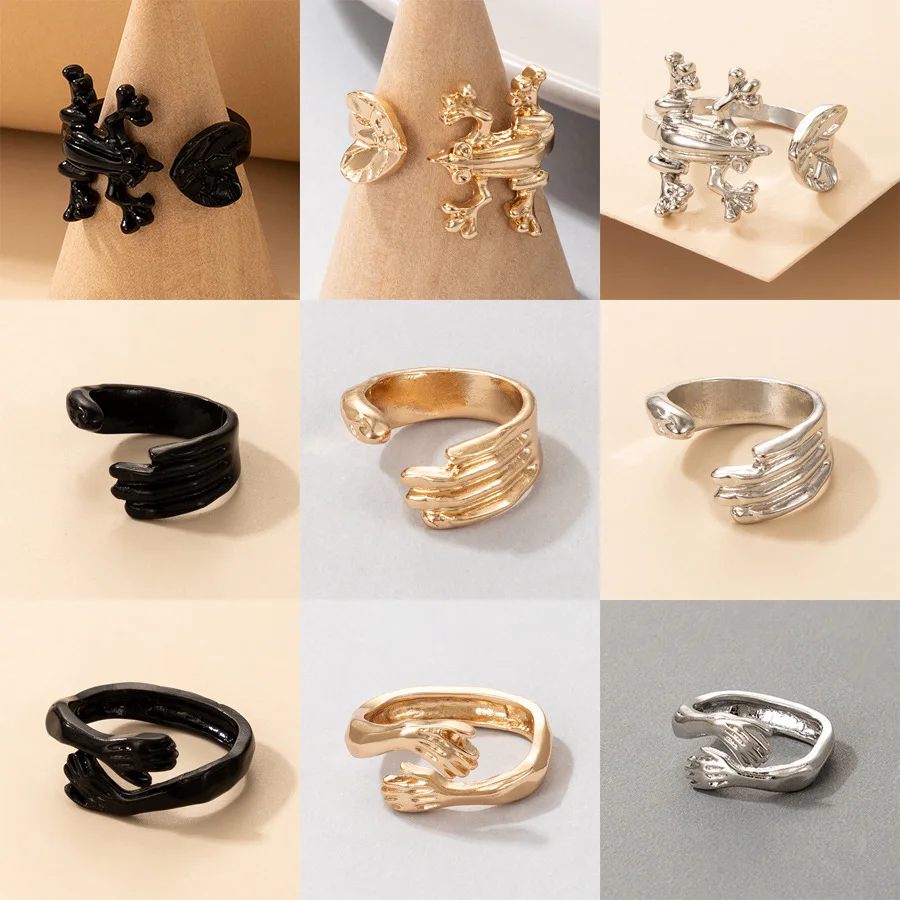 Simple Palm Hug Open Ring Exaggerated Frog Toad Rings Adjustable Fashion Couple Hug Suggle Ring for Women Girls
Simple Palm Hug Open Ring Exaggerated Frog Toad Rings Adjustable Fashion Couple Hug Suggle Ring for Women Girls
