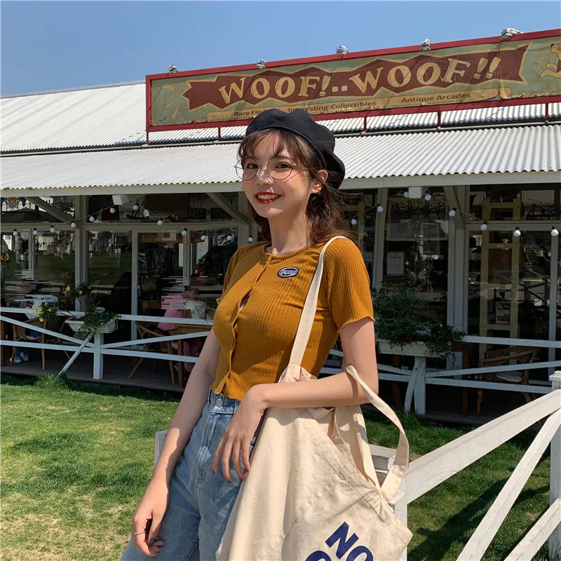 Focal20 Streetwear Solid Color Crop Knitted Female T Shirts Tops Crew Neck Short Sleeve Summer Spring Slim Women Crop T-shirts
Focal20 Streetwear Solid Color Crop Knitted Female T Shirts Tops Crew Neck Short Sleeve Summer Spring Slim Women Crop T-shirts