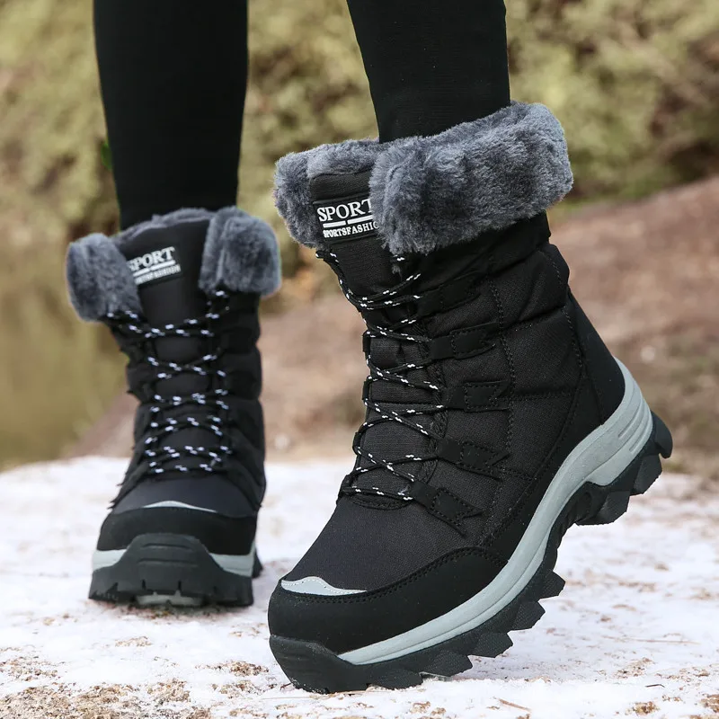 

Outdoor Women Ankle Boots Plush Warmest Platform Shoes Fashion Luxury Women's Winter High Boots Big Size Comfort Snow Boot B62