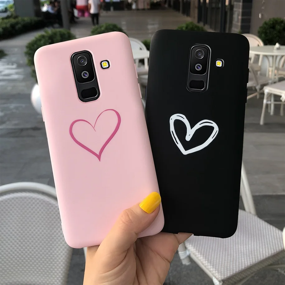 Силиконовый чехол с сердечками карамельных цветов для Samsung Galaxy A6 Plus 2018 мягкий из