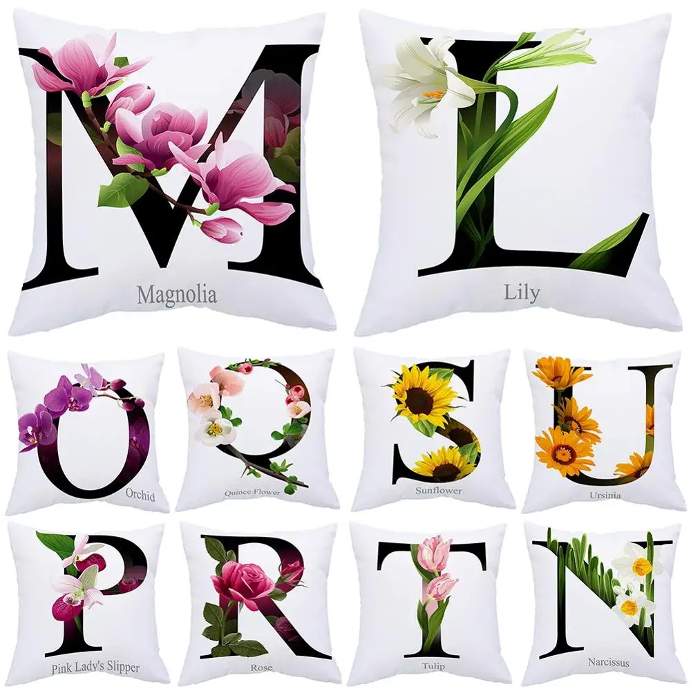 Letter Flower Print Plush Home Decorative Square Pillow Case Cushion Cover 45x45Cm Stylish Elegant Living Room Bedroom Accessory 
Letter Flower Print Plush Home Decorative Square Pillow Case Cushion Cover 45x45Cm Stylish Elegant Living Room Bedroom Accessory